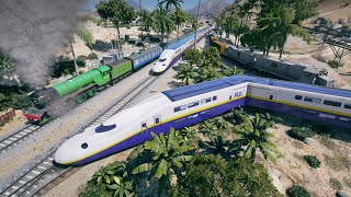 SHINKANSEN E4 meets old Trains with 2 Trains 2 Tracks  Grand Theft Auto V [upl. by Mikah]