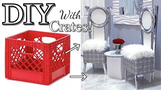 DIY CRATE CHALLENGE Transforming Crates into Accent Pieces [upl. by Etirugram]