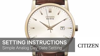 Citizen Watch Setting Instructions — Simple Analog Day Date Setting [upl. by Padegs]