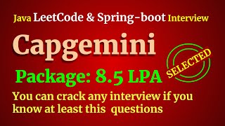 Capgemini Interview  JavaSpringboot Coding Interview Question Answers [upl. by Elison230]