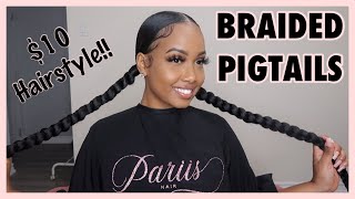 BRAIDED PONYTAIL  PIGTAILS USING BRAIDING HAIR [upl. by Ellatsirhc]