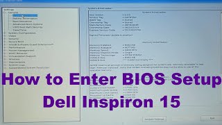 Dell Inspiron 15 How to Enter BIOS Utility System In Dell Inspiron 15 Full Tutorial [upl. by Fong]