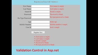 Form validation in aspnetValidation control [upl. by Magen111]