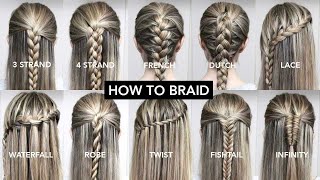 10 Basic Braids For Beginners  Easy DIY Tutorial [upl. by Fellows]