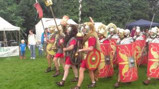 Roman Reenactment at the Amphitheatre in Caerleon Marching In [upl. by Adyaj]