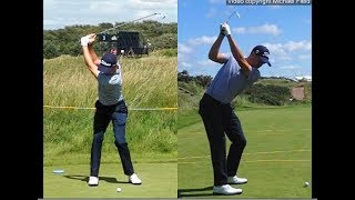 Justin Thomas golf swing  Long Iron faceon amp downtheline July 2017 [upl. by Otilia]