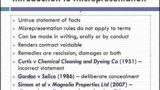 Misrepresentation Lecture 1 of 4 [upl. by Detta]