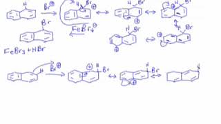 131 Polycyclic Electrophilic Aromatic Substitution Naphthalene 1 vs 2Substitution [upl. by Zetta]